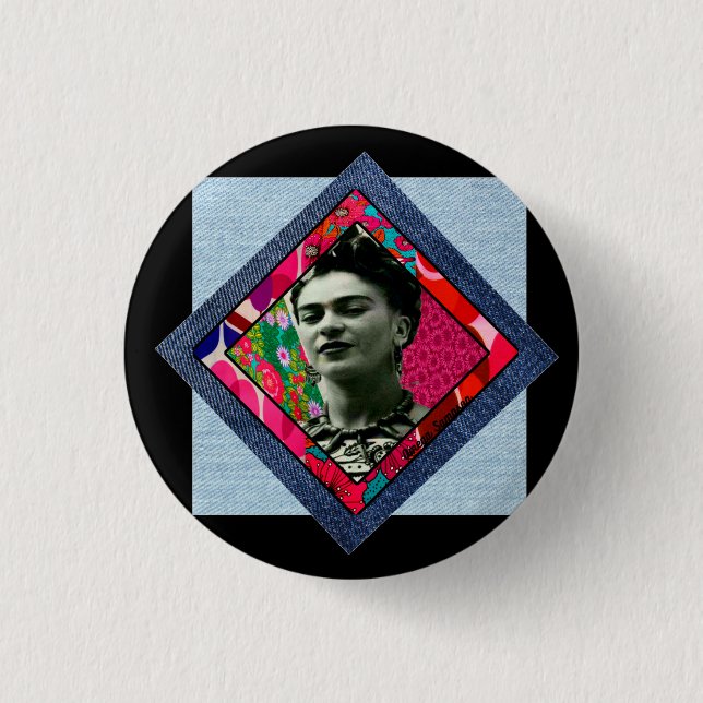 Frida Kahlo Retro Pink Denim 3 Cm Round Badge (Front)
