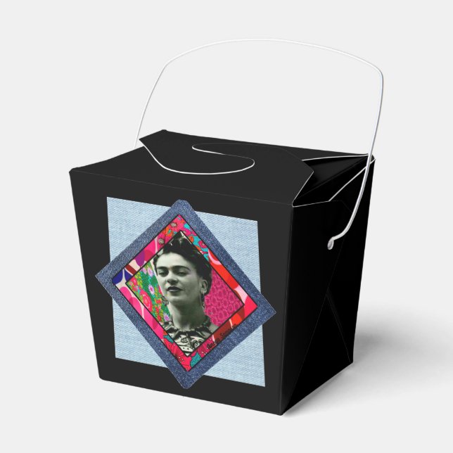 Frida Kahlo Retro Pink Denim Favour Box (Front Side)
