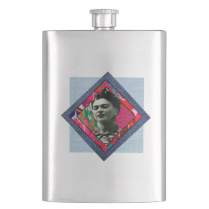 Frida Kahlo Retro Pink Denim Hip Flask