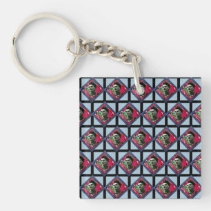 Frida Kahlo Retro Pink Denim Key Ring