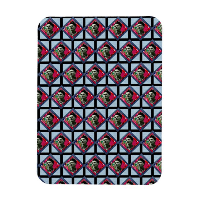Frida Kahlo Retro Pink Denim Magnet (Vertical)
