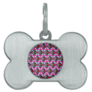 Frida Kahlo Retro Pink Denim Pet ID Tag