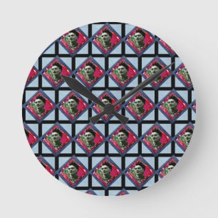Frida Kahlo Retro Pink Denim Round Clock