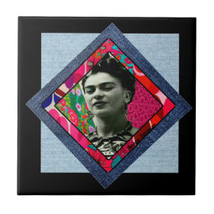 Frida Kahlo Retro Pink Denim Tile
