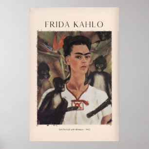 Frida Kahlo Self Portrait with Monkeys Famous Poster
