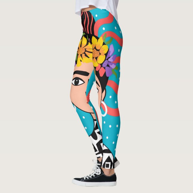 Frida Kahlo Side View Legging - Artistic Face Yoga (Left)