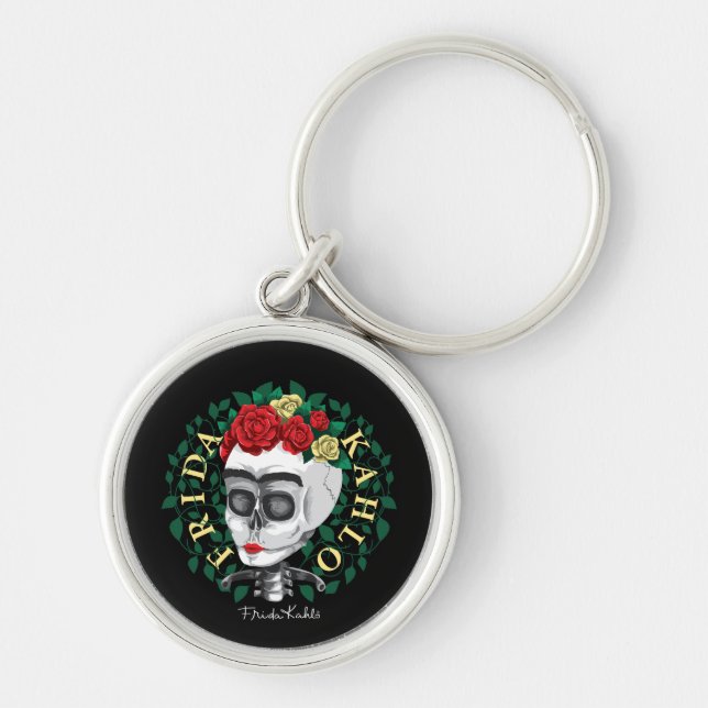 Frida Kahlo | Skull with Rose Crown Key Ring (Front)