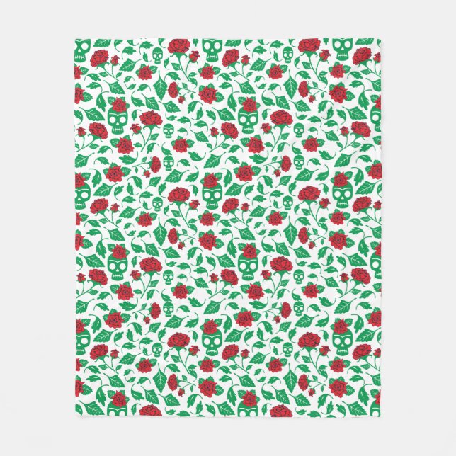Frida Kahlo | Skulls & Roses Fleece Blanket (Front)