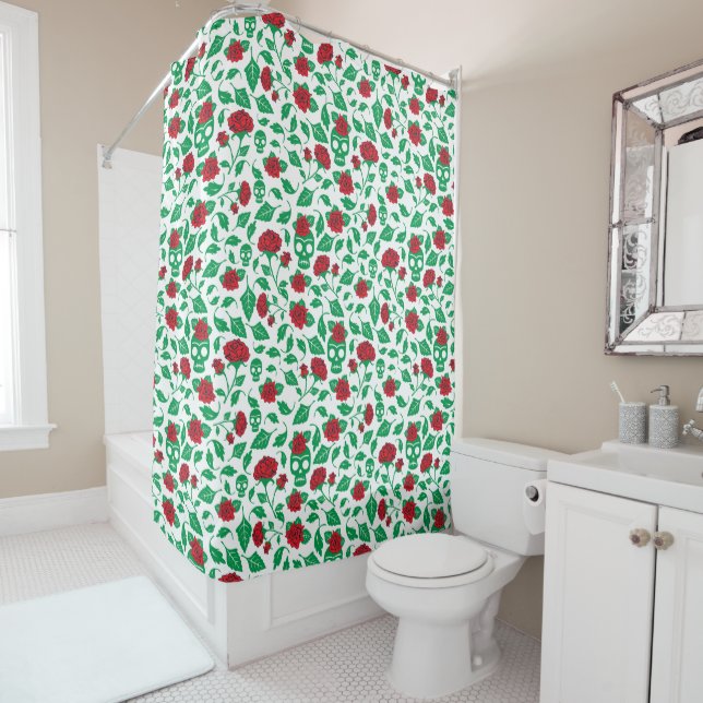 Frida Kahlo | Skulls & Roses Shower Curtain (In Situ)