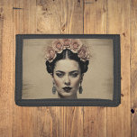 Frida Kahlo - Surreal Retro Artistic Trifold Wallet<br><div class="desc">Elevate your style with the Frida Kahlo Trifold Wallet—a fusion of vintage charm and modern artistry. Featuring surreal double-exposure art on cracked paper,  it’s a one-of-a-kind accessory for bold,  artistic souls. Stay organised while carrying a statement piece that celebrates individuality.</div>