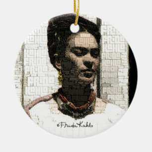 Frida Kahlo Textile Portrait Ceramic Tree Decoration