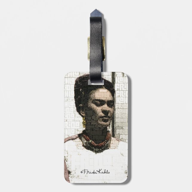 Frida Kahlo Textile Portrait Luggage Tag (Back Vertical)