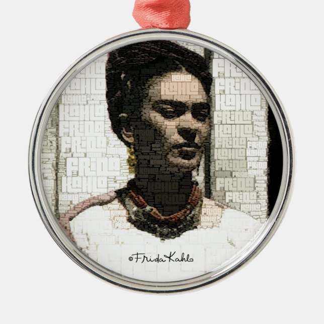 Frida Kahlo Textile Portrait Metal Tree Decoration (Front)
