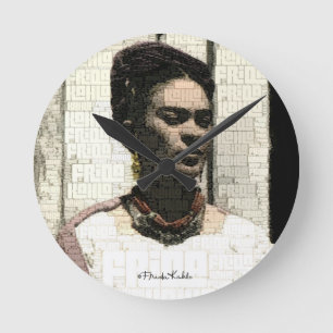 Frida Kahlo Textile Portrait Round Clock