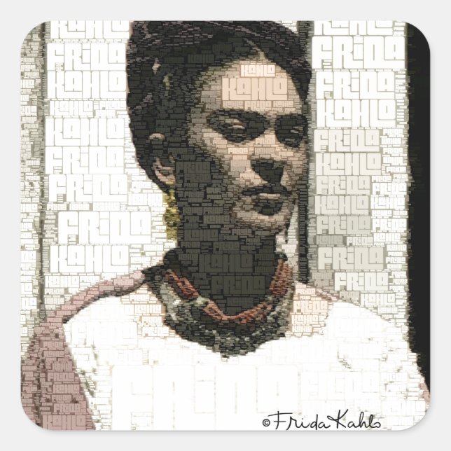 Frida Kahlo Textile Portrait Square Sticker (Front)