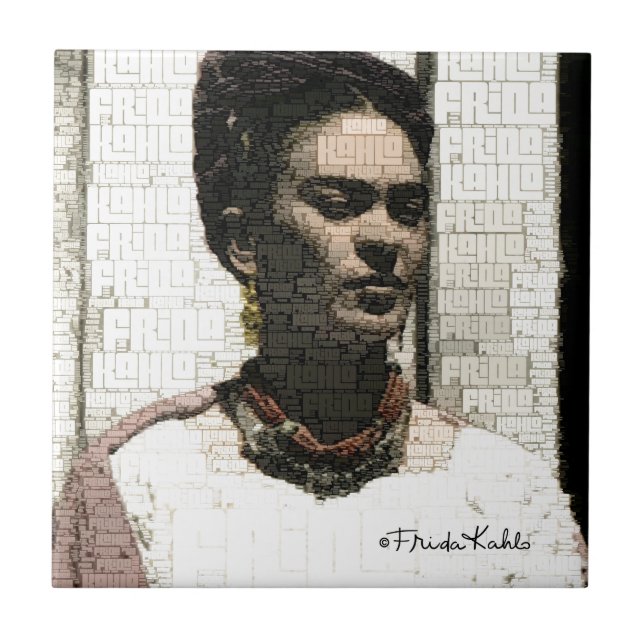 Frida Kahlo Textile Portrait Tile (Front)