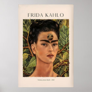 Frida Kahlo Thinking About Death Self Portrait Poster
