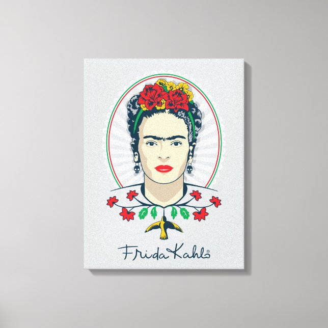 Frida Kahlo | Vintage Floral Canvas Print (Front)