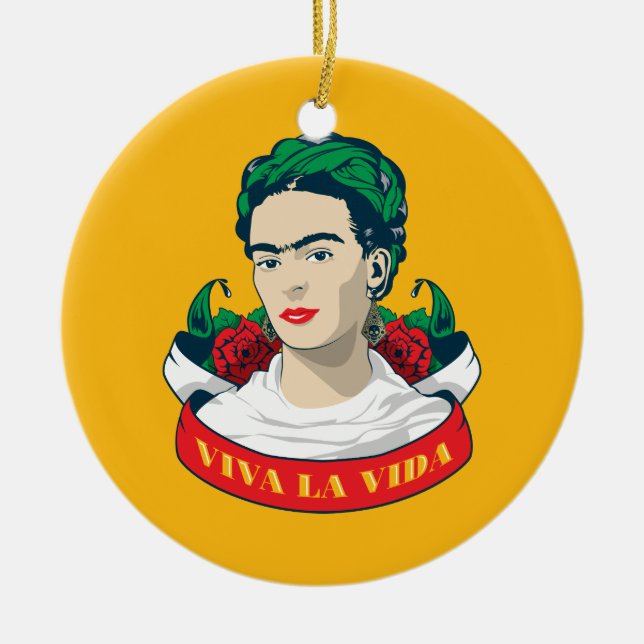 Frida Kahlo | Viva la Vida Ceramic Tree Decoration (Front)