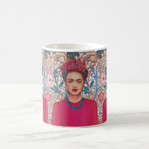 Frida Kahlo with pink flowers Coffee Mug