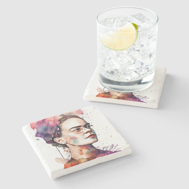 Frida Portrait  Stone Coaster (Side)