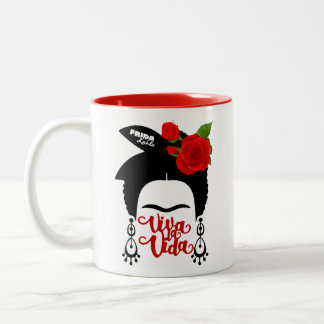Frida Red Roses Two-Tone Coffee Mug