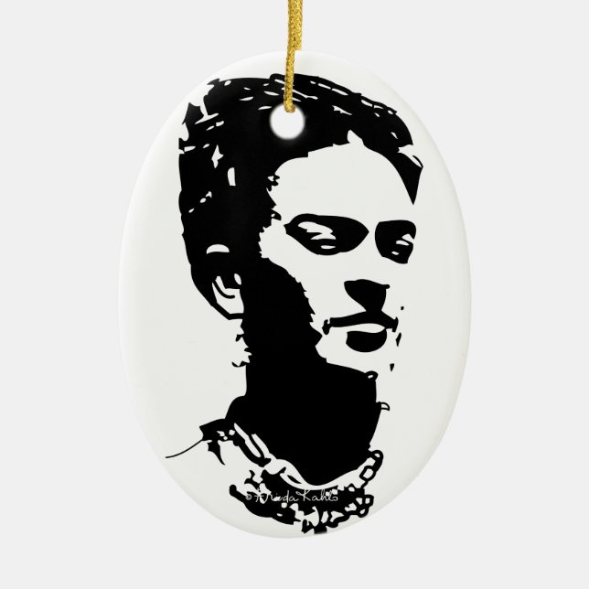 Frida Shadow Portrait Ceramic Tree Decoration (Front)