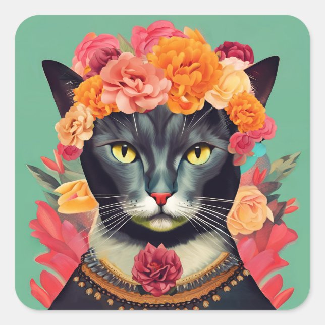 Frida the Cat Square Sticker (Front)