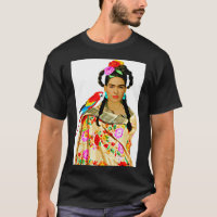 Frida with Colorful Shawl and Parrot Classic T-Shi