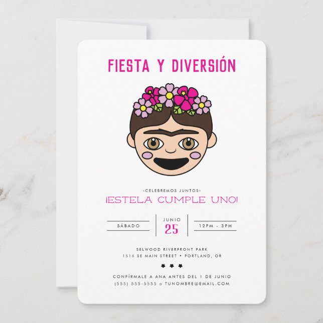 FridaMoji Fiesta y Diversión Invitation (Front)