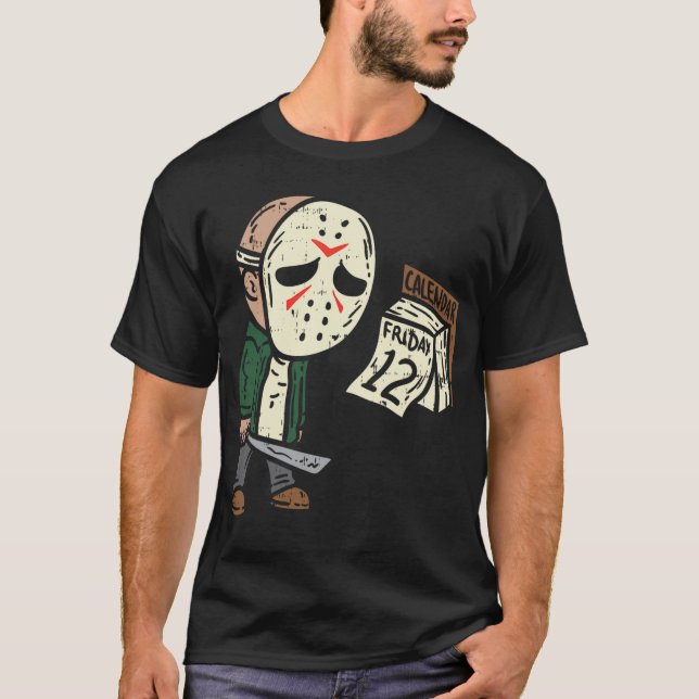 Friday 12th Funny Halloween Horror Movie Humour T-Shirt (Front)