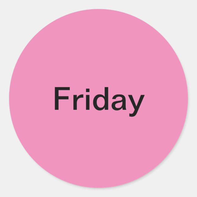 Friday Day of the Week Pink Stickers (Front)