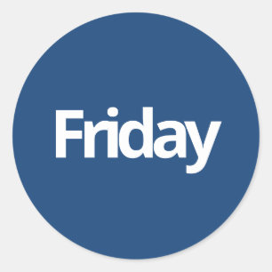 Friday day planning supplies simple navy white classic round sticker