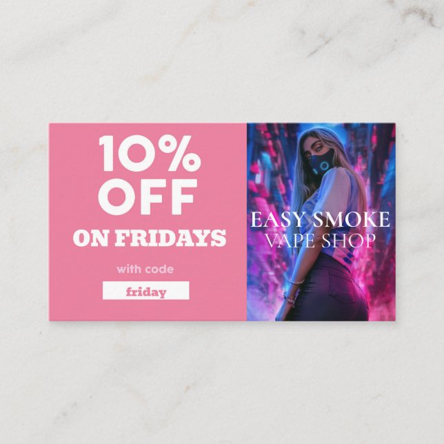 Friday Discount Code Special Vape Shop Business Card (Front)