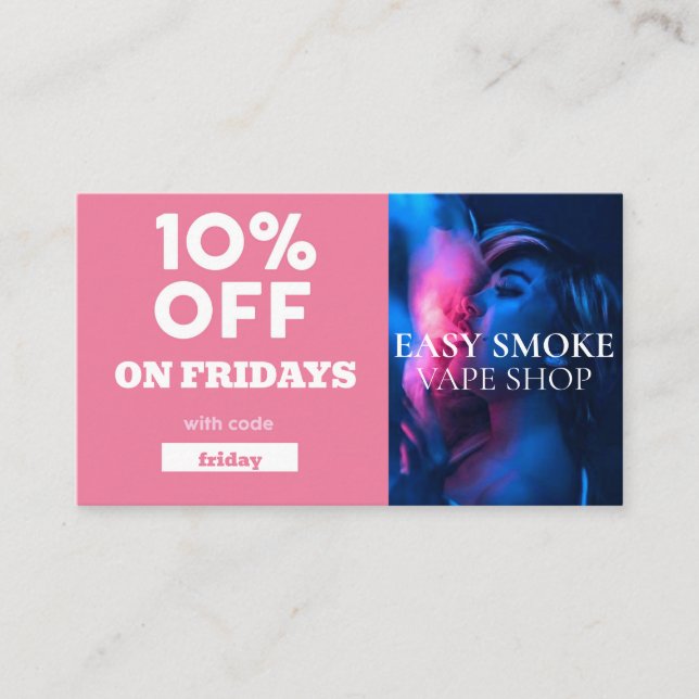 Friday Discount Code Special Vape Shop Business Card (Front)