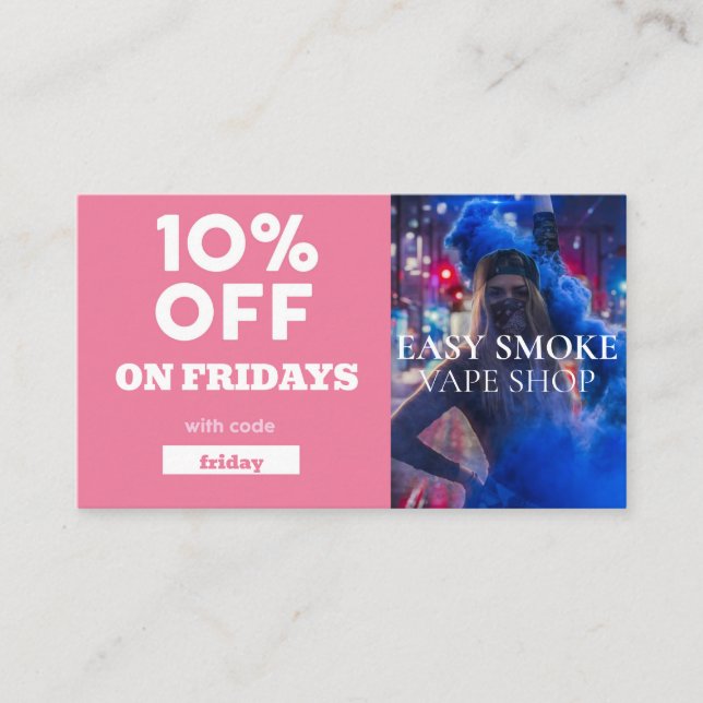 Friday Discount Code Special Vape Shop Business Card (Front)