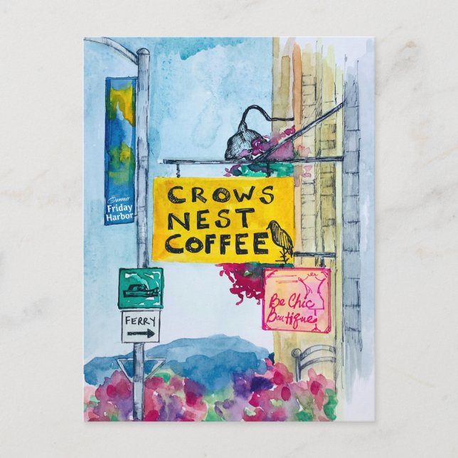 Friday Harbor Washington Coffee Business Signs Postcard (Front)