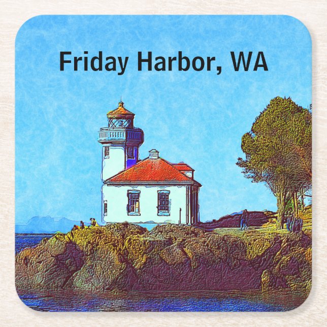 Friday Harbour Lime Kiln Lighthouse Paper Coaster (Front)