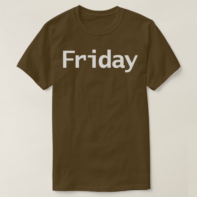 Friday Minimal Typography White Text T-Shirt (Design Front)