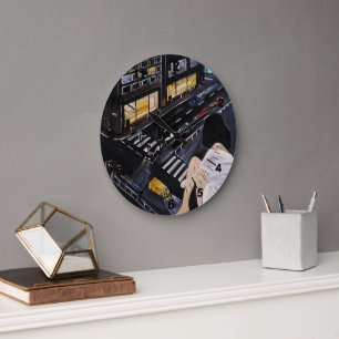 Friday Night Painting by Alfred Fox Large Clock