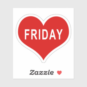 FRIDAY Red Love Heart Vinyl Sticker