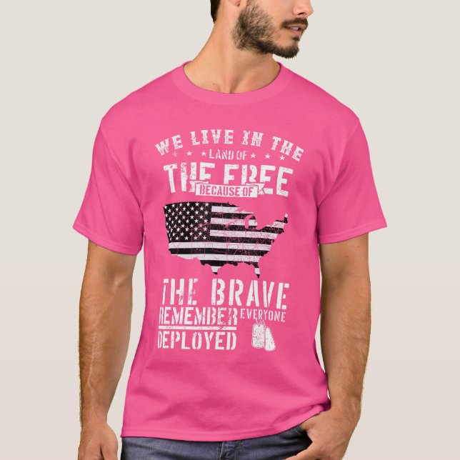 Friday Red Remember Everyone Deployed US Flag Mili T-Shirt (Front)