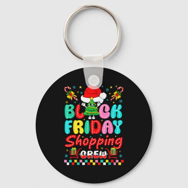 Friday Shopng Crew Christmas Lights Black Shopng F Key Ring (Front)