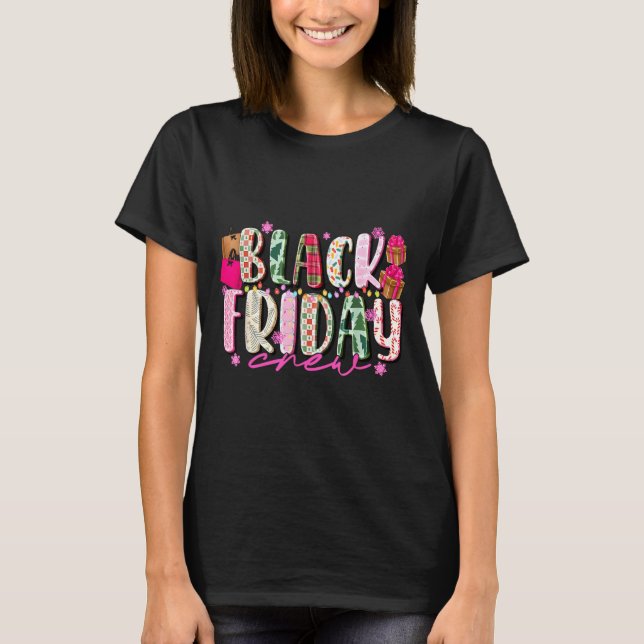 Friday Shopng Crew Christmas Lights Black Shopng F T-Shirt (Front)