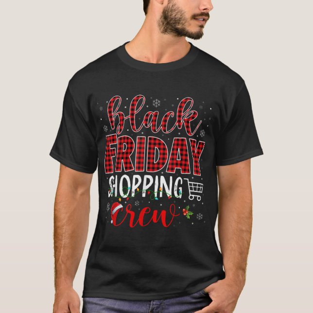 Friday Shopping Crew Christmas Black Shopping T-Shirt (Front)