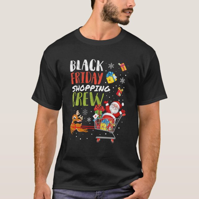 Friday Shopping Crew Christmas Funny Black Shoppin T-Shirt (Front)