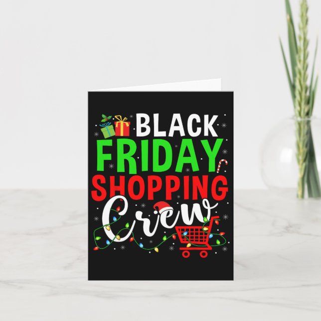 Friday Shopping Crew Christmas Lights Black Shoppi Card (Front)