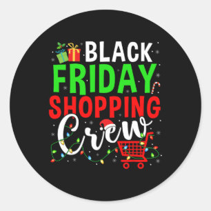 Friday Shopping Crew Christmas Lights Black Shoppi Classic Round Sticker