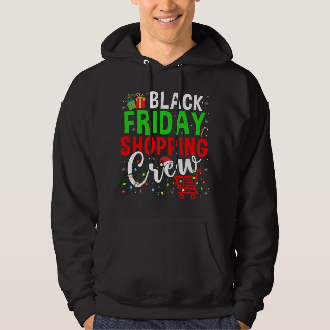 Friday Shopping Crew Christmas Lights Black Shoppi Hoodie (Front)
