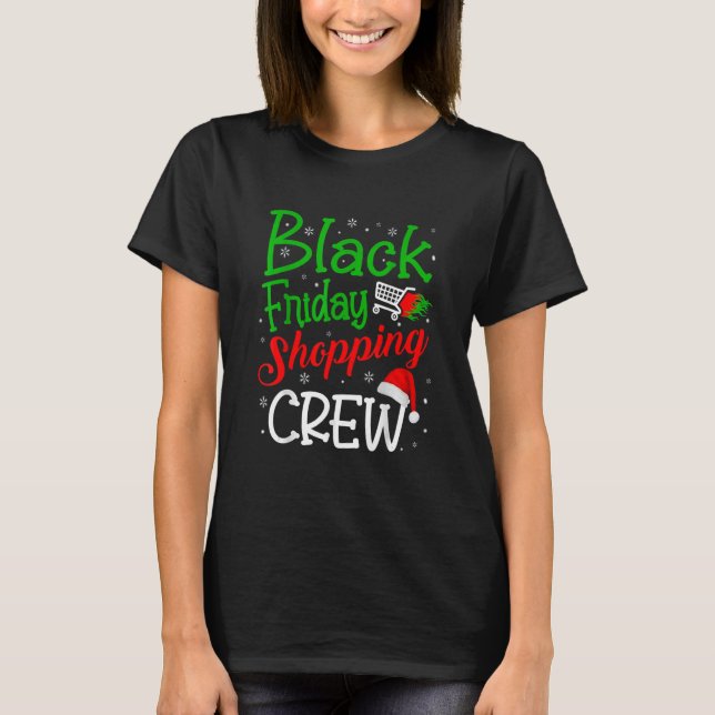 Friday Shopping Crew Christmas Lights Black Shoppi T-Shirt (Front)